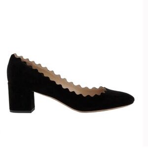 Chloe Scalloped Suede Heels Sz‎ 38